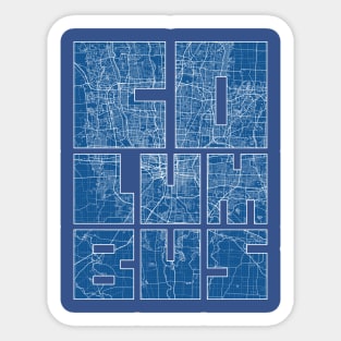 Columbus, US City Map Typography - Blueprint Sticker